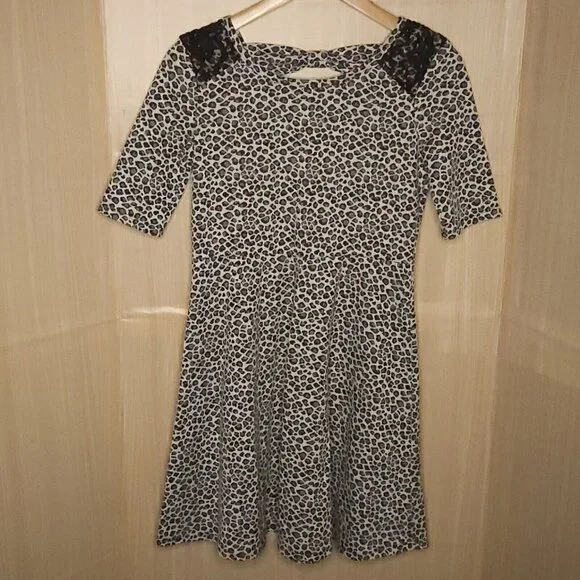 Xhilaration Girls Black White Cheetah Animal Print Fit Flare Dress 14-16 - Picture 1 of 6